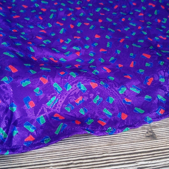 Vintage Silky Patterned Colorful VS Nightie Lingerie Flowy Mini Dress - Picture 9 of 16